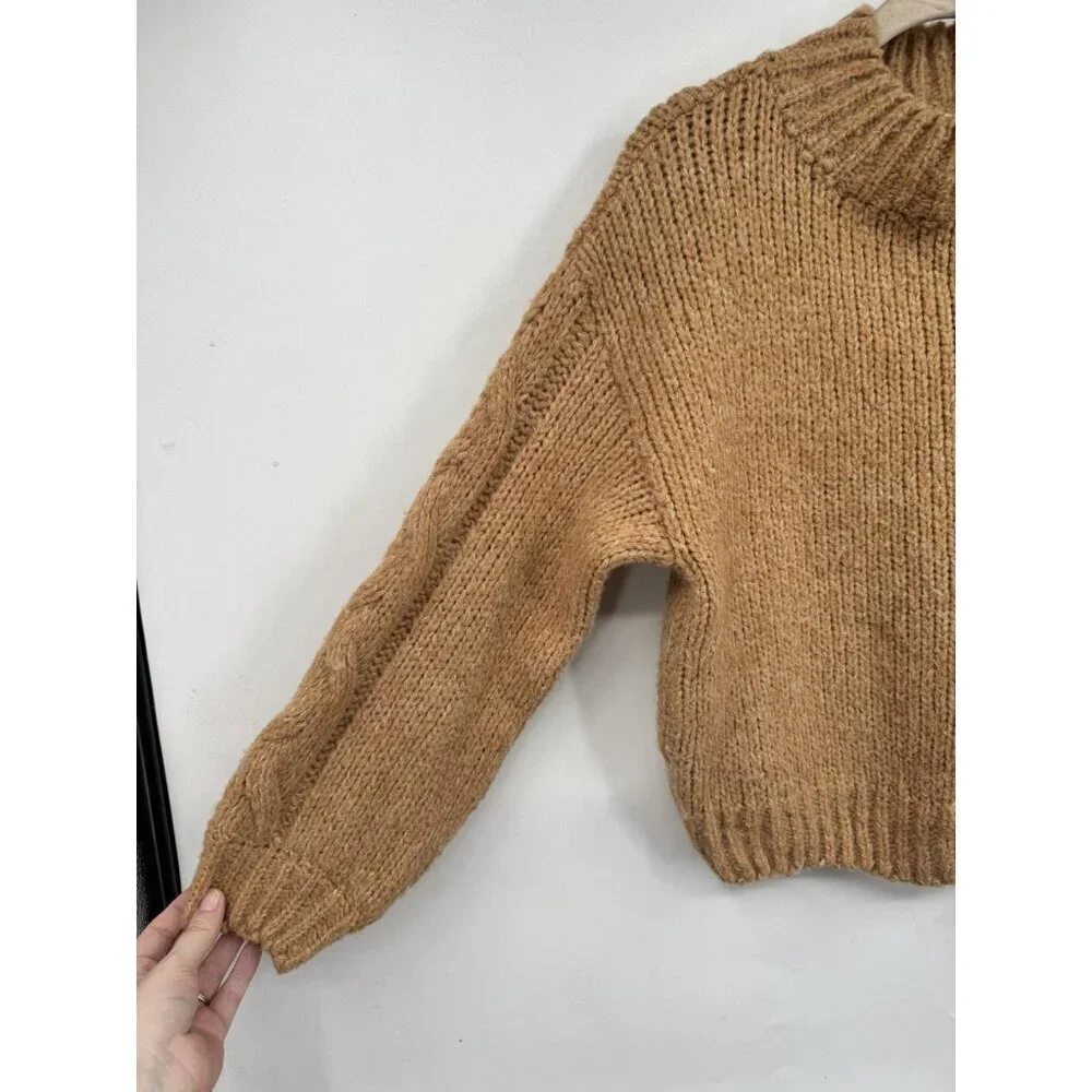 Petal + Pup Pullover‎ Mock Neck Sweater Women S/M Golden Tan Granolagirl Boho